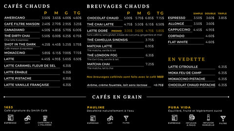 Breuvages barista chauds