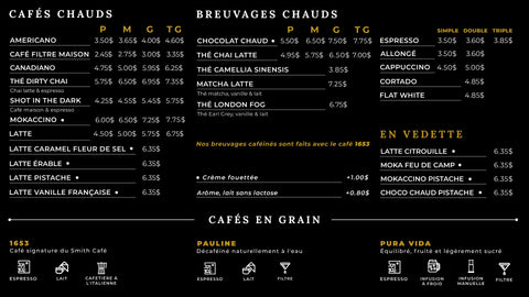 Breuvages barista chauds