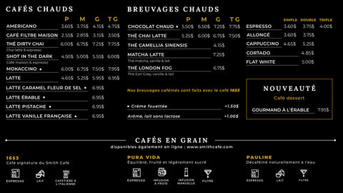 Breuvages barista chauds